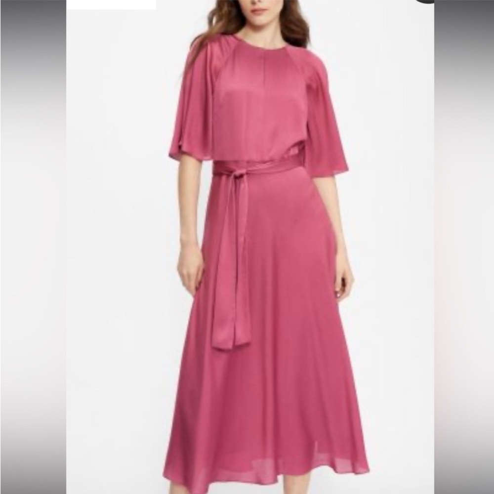 Ted Baker Rose Pink Midi Dress with Waist Tie